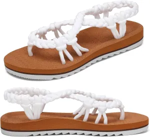 Walking Sandals Women,Arch Support Sandals Women's,Comfortable Flat Sandals with Flip Flops for Beach Travel