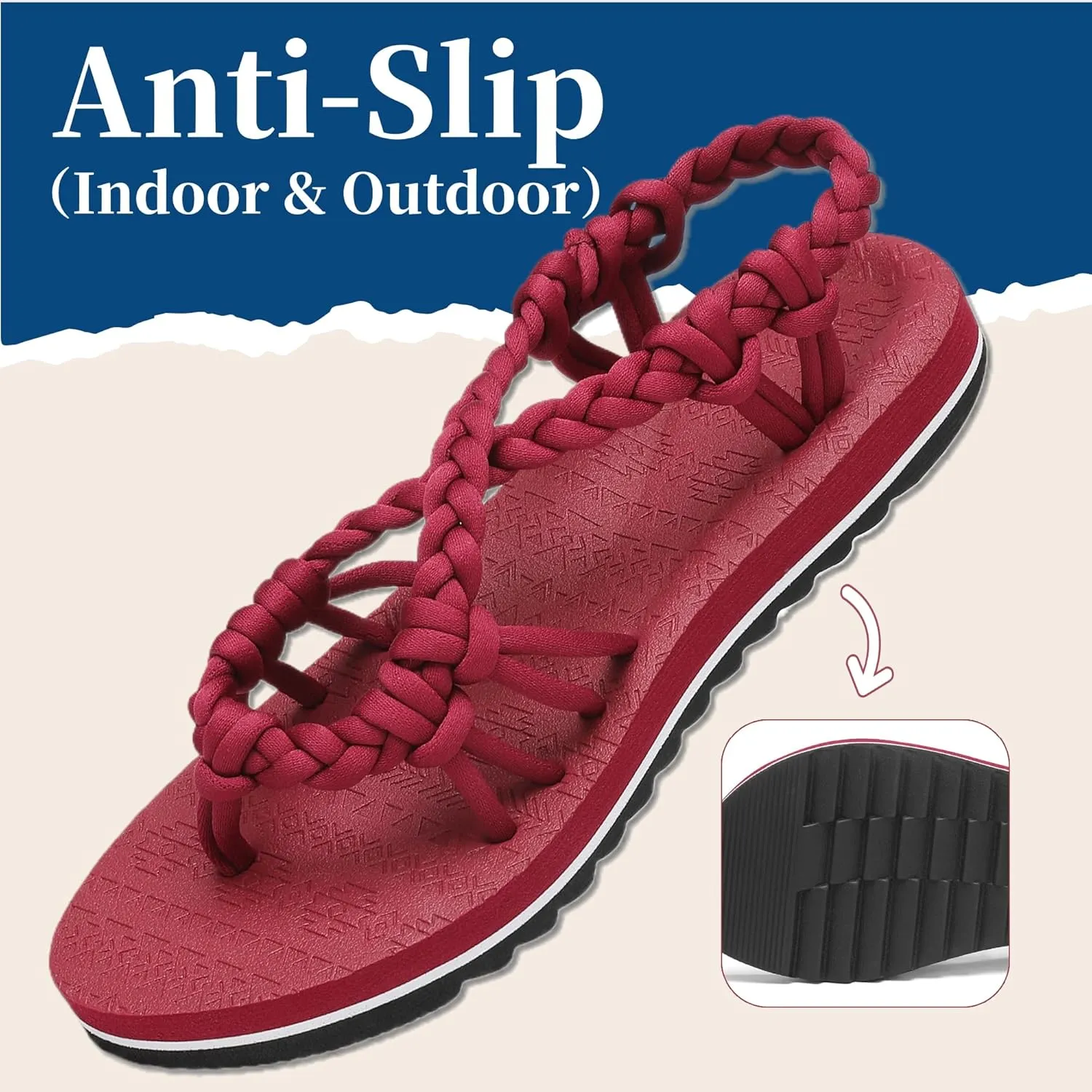 Walking Sandals Women,Arch Support Sandals Women's,Comfortable Flat Sandals with Flip Flops for Beach Travel