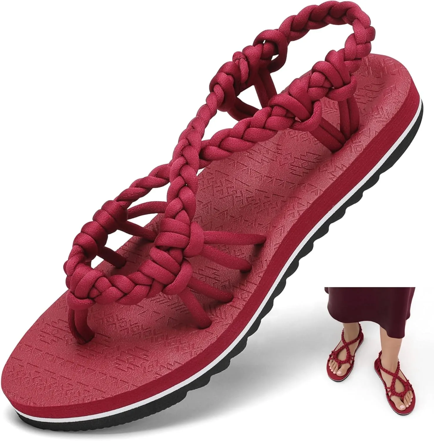 Walking Sandals Women,Arch Support Sandals Women's,Comfortable Flat Sandals with Flip Flops for Beach Travel