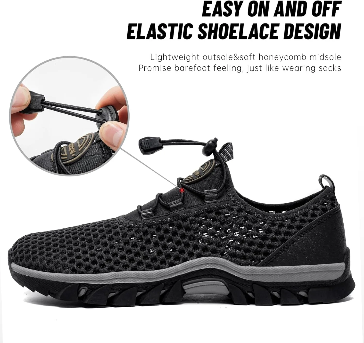 Water Shoes Men Outdoor Hiking Shoes Quick Drying Beach Aqua Shoes Men's Amphibious Water Shoes Summer Non-Slip Quick Drying Water Sandals River Shoes