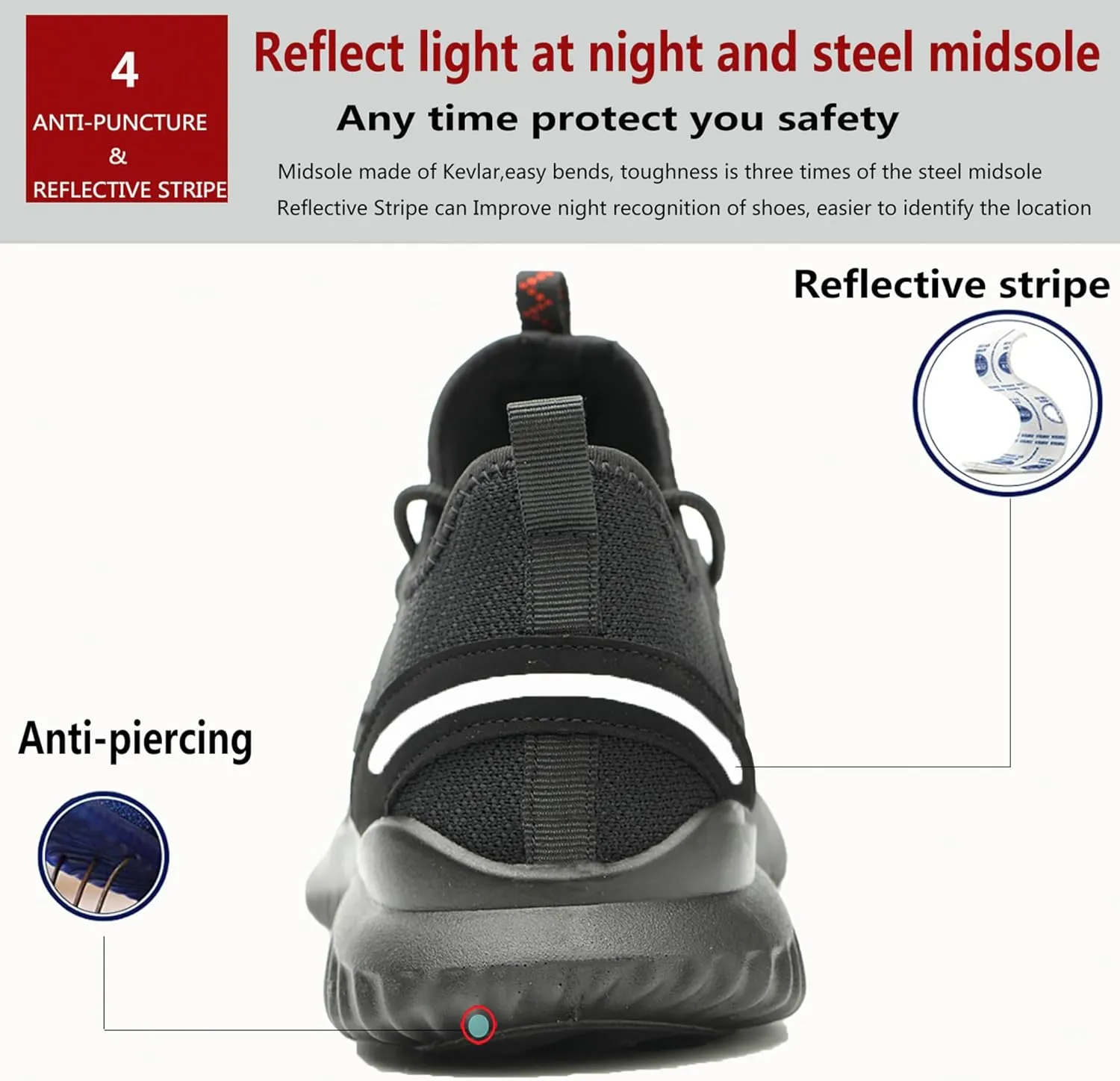 Waterproof Steel Toe Shoes for Men Women Work Shoes Lightweight Safety Sneakers Comfortable Puncture Proof Shoe Zapatos Punta de Acero para Hombres Black