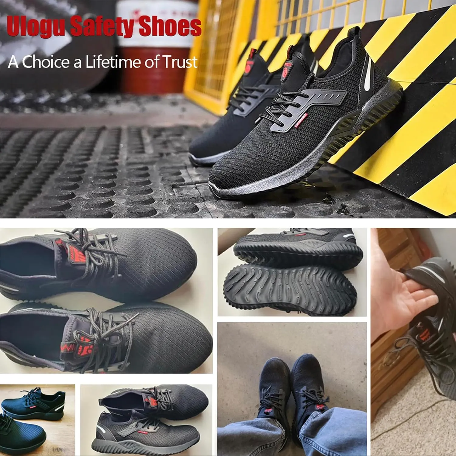 Waterproof Steel Toe Shoes for Men Women Work Shoes Lightweight Safety Sneakers Comfortable Puncture Proof Shoe Zapatos Punta de Acero para Hombres Black