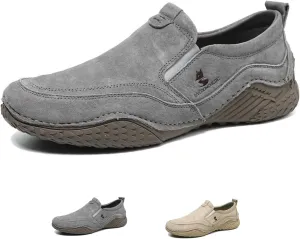WENOREG Men's Italian Handmade Suede Slip-On Chukka Boots,Outdoor Non Slip Low Top Side Elastic Bands Breathable Casual Flats Driving Sneakers Soft Penny Boat Shoes Beck Ankle Boots