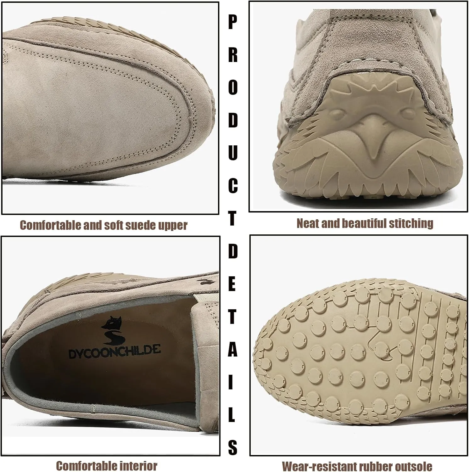 WENOREG Men's Italian Handmade Suede Slip-On Chukka Boots,Outdoor Non Slip Low Top Side Elastic Bands Breathable Casual Flats Driving Sneakers Soft Penny Boat Shoes Beck Ankle Boots