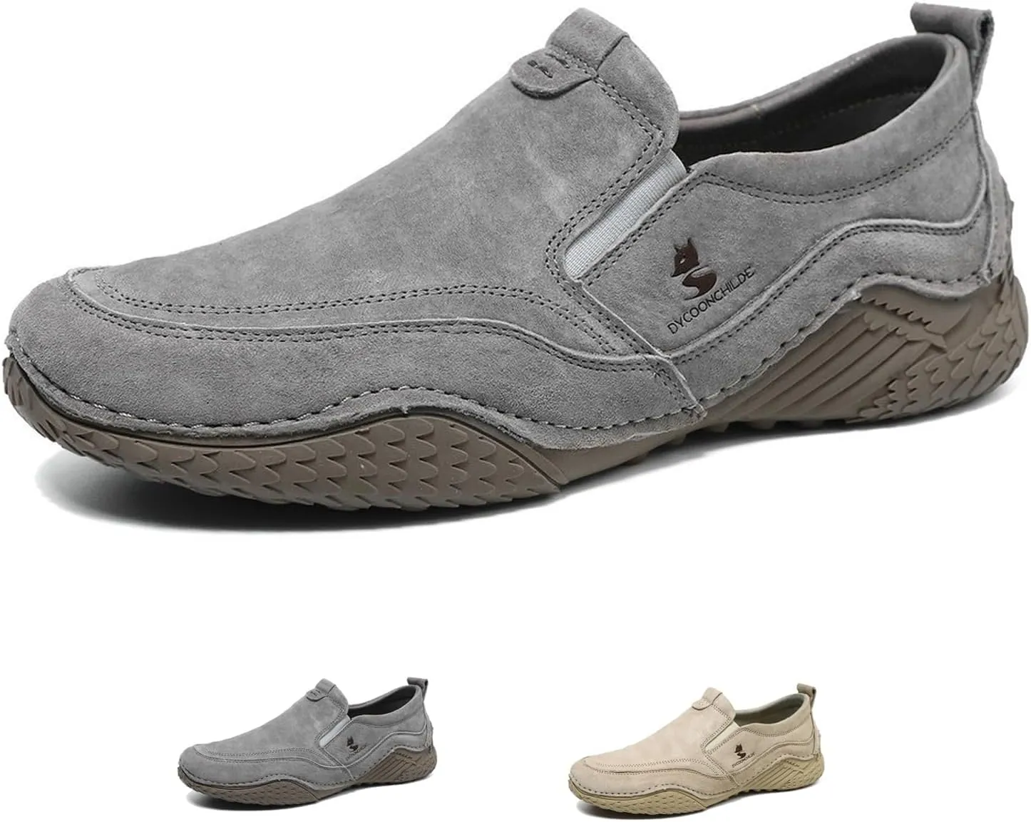 WENOREG Men's Italian Handmade Suede Slip-On Chukka Boots,Outdoor Non Slip Low Top Side Elastic Bands Breathable Casual Flats Driving Sneakers Soft Penny Boat Shoes Beck Ankle Boots