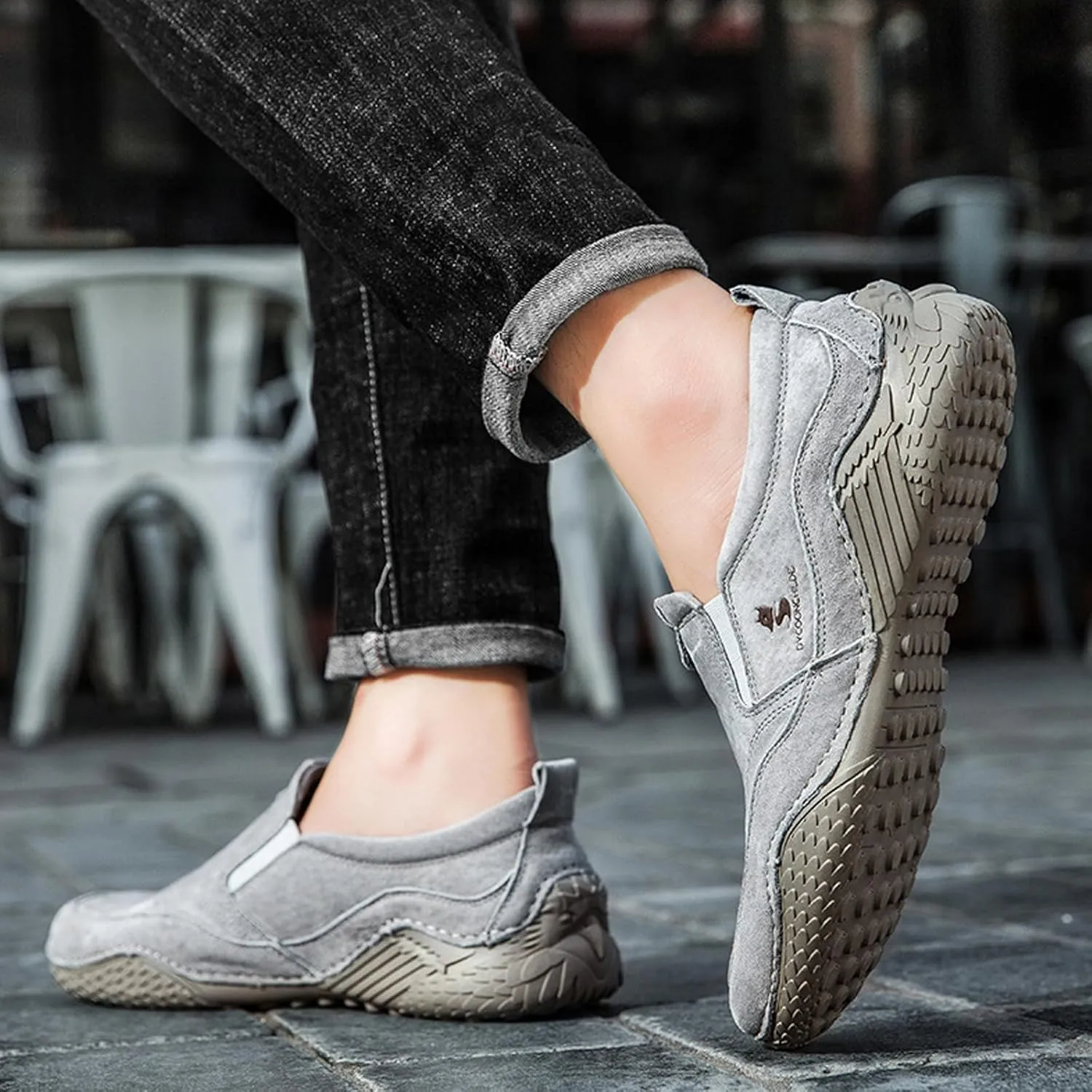 WENOREG Men's Italian Handmade Suede Slip-On Chukka Boots,Outdoor Non Slip Low Top Side Elastic Bands Breathable Casual Flats Driving Sneakers Soft Penny Boat Shoes Beck Ankle Boots