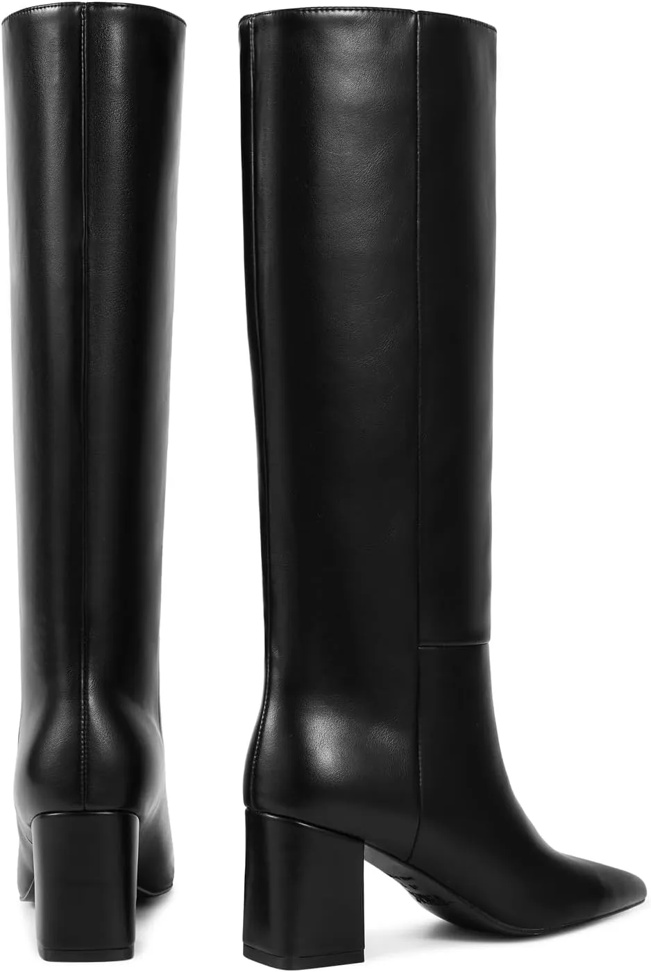 wetkiss Knee High Boots Women Chunky Heel Faux Crocodile Boots Pointed Toe Tall Pull-On Fall Long Boot