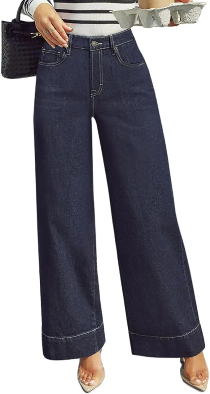 Wide Leg Jeans for Women - High Waisted Baggy Jeans Stretch Loose Denim Pants