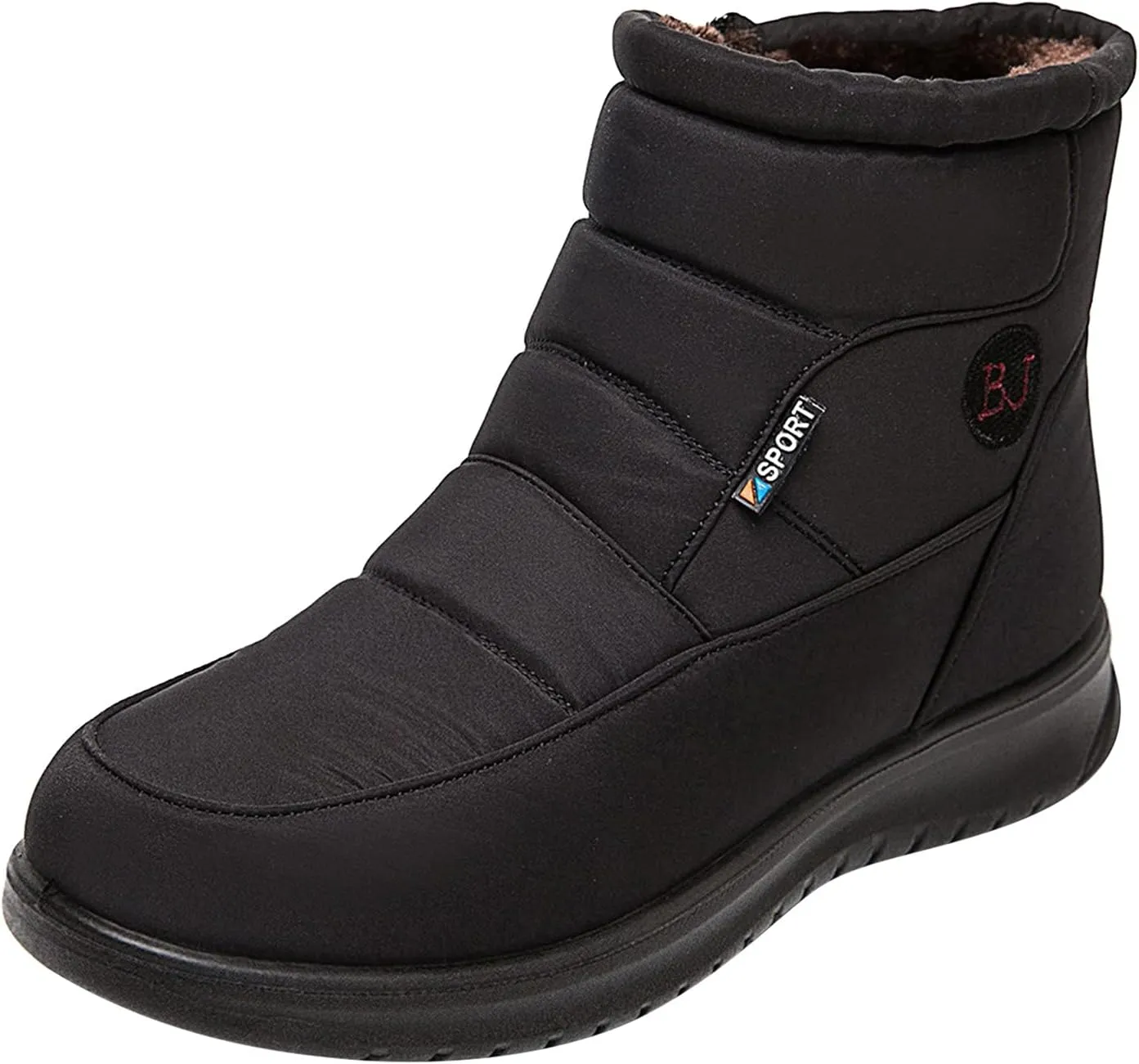 Winter Shoes Womens Ankle Boots Ladies Snow Boots Winter Warm Fur Lined Booties Thickening Zip Flat Outdoor Booties Anti-slip