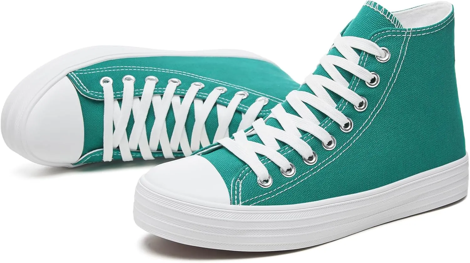 Witwatia Womens Classic High Top Canvas Shoes Fashion White Tennis Shoes Lace Up Casual Walking Sneakers for Women