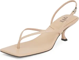 Women Sandals Kitten Heels for Women Flip Flops Square Open Toe Thong Heeled Sandals Comfort Party Dress Shoes