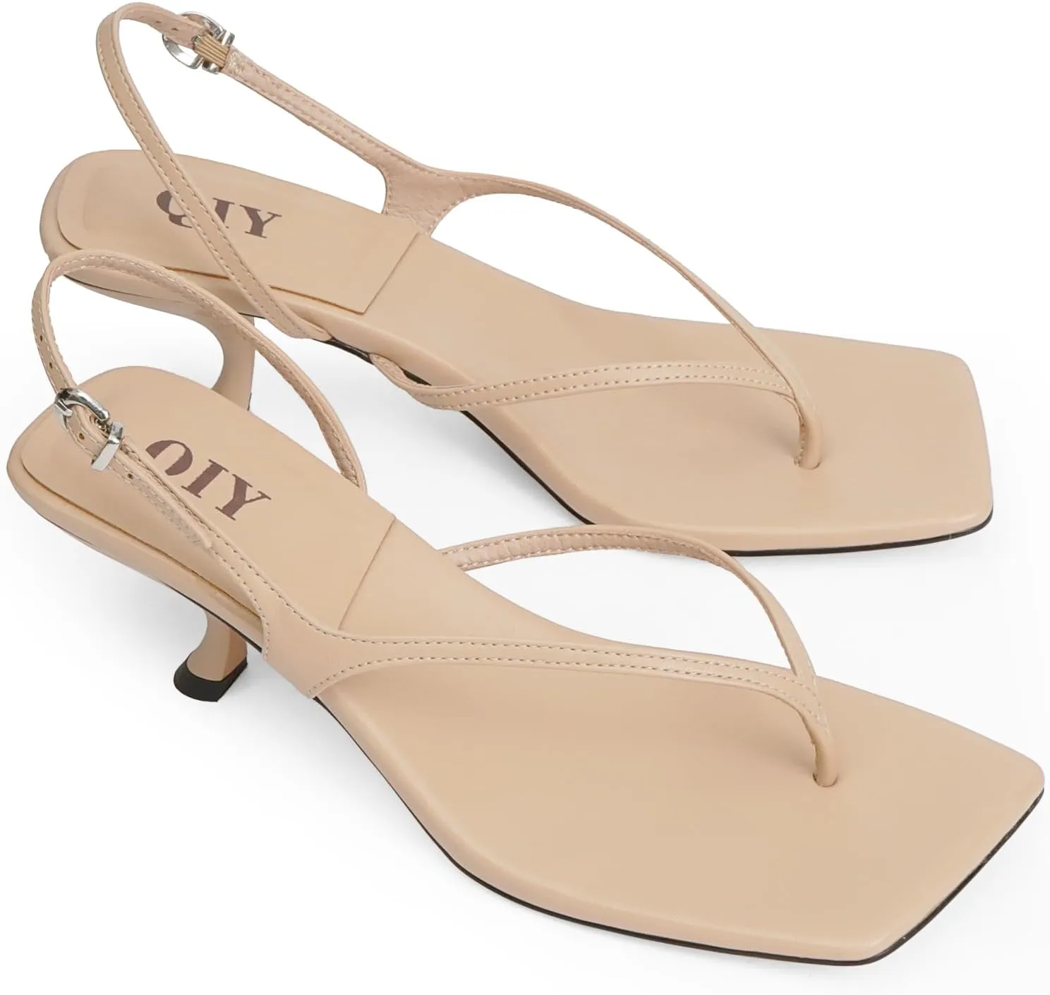 Women Sandals Kitten Heels for Women Flip Flops Square Open Toe Thong Heeled Sandals Comfort Party Dress Shoes