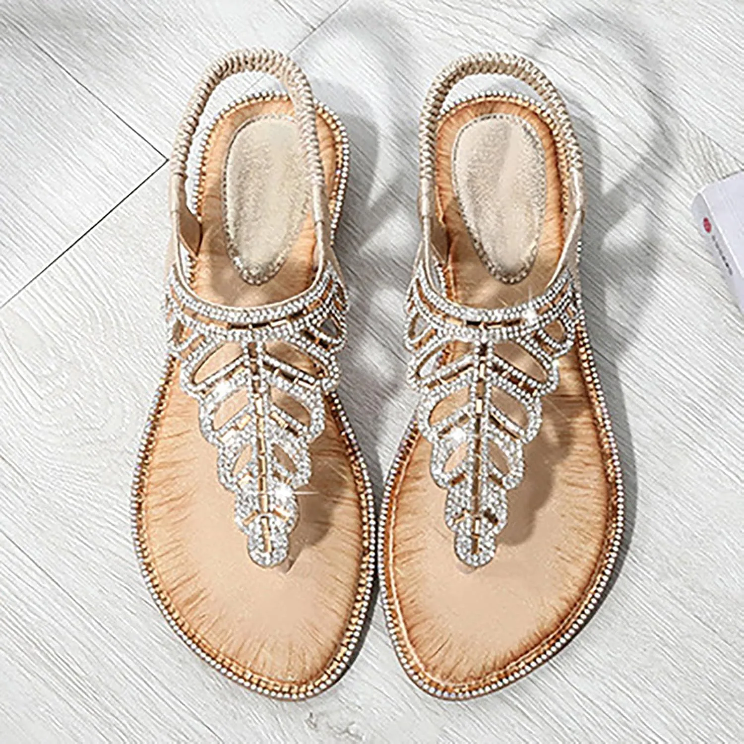 Women Sandals T-Strap Buckle Pearl Flat Sandals Orthopedic Sandals For Women With Support Wedge Flip Flops For Women