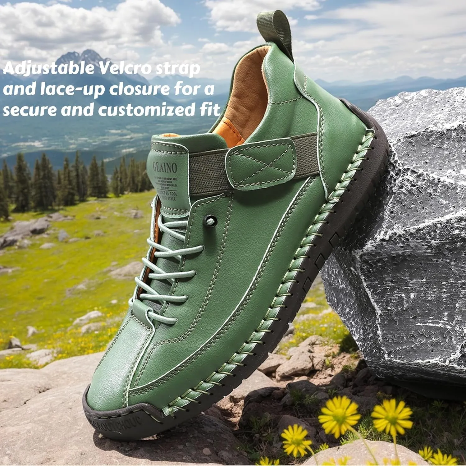 Women Vintage Leather Ankle Boots Handmade Casual Shoes with Non-Slip Sole and Comfortable Fit