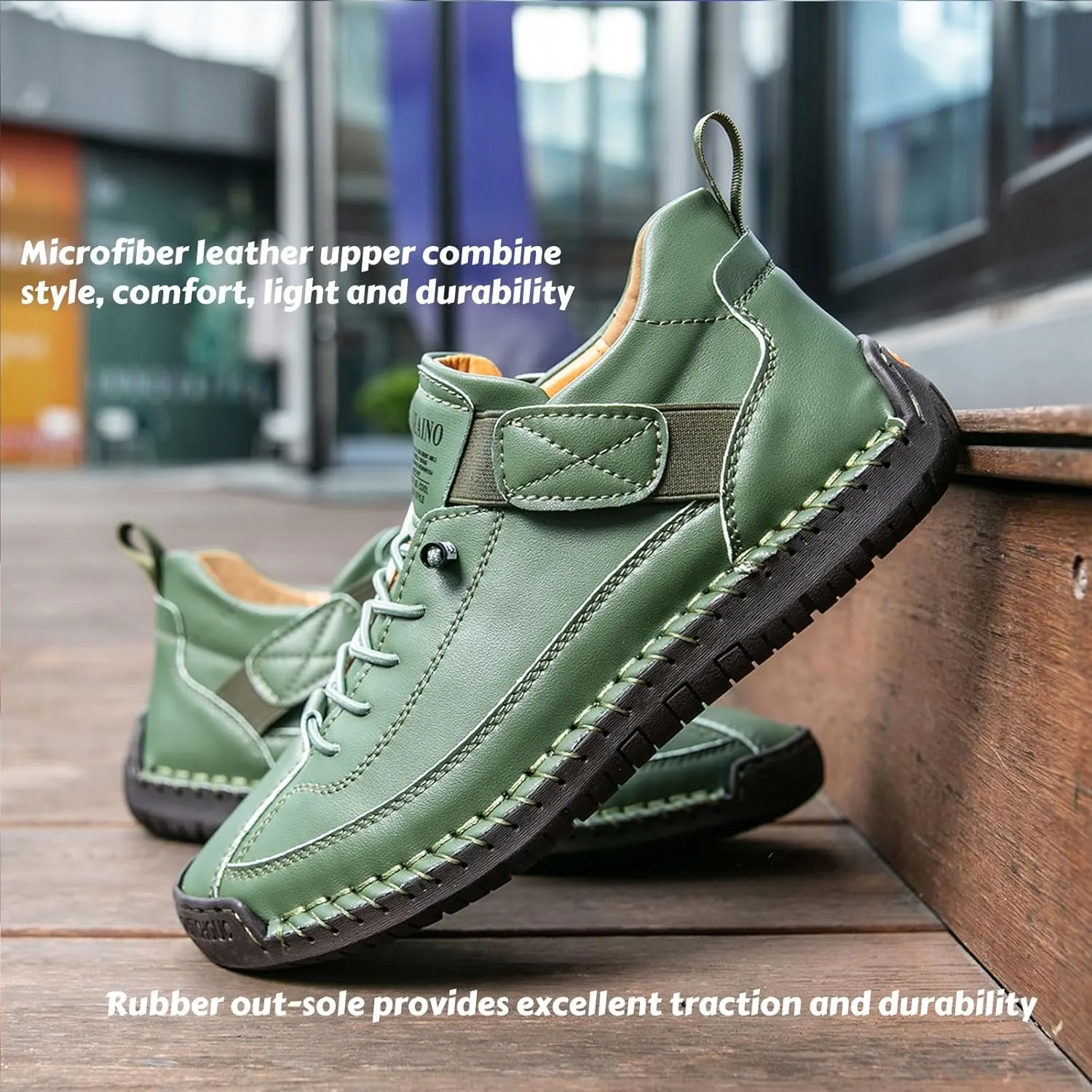 Women Vintage Leather Ankle Boots Handmade Casual Shoes with Non-Slip Sole and Comfortable Fit