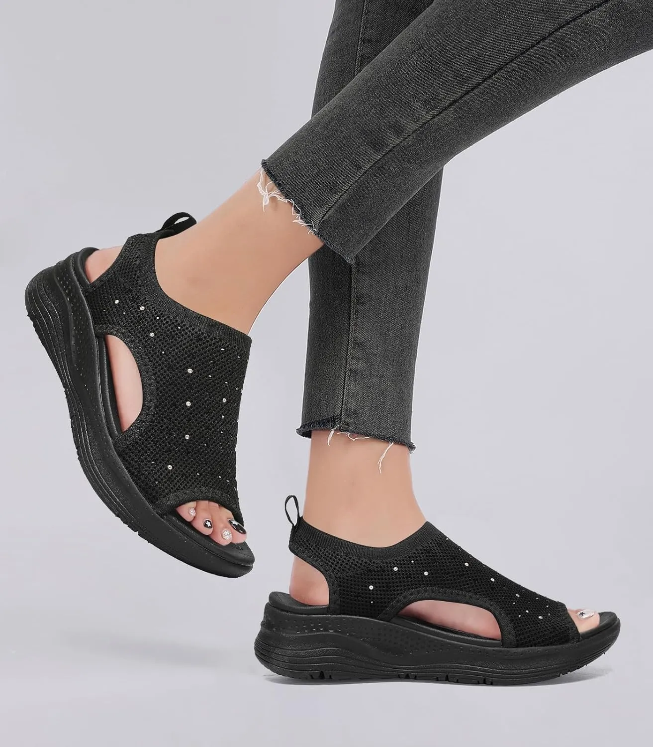Women Walking Sandals Arch Support Orthotic Comfortable Plantar Fasciitis Non-slip Casual Open Toe Sport Sandals for Athletic Summer Beach