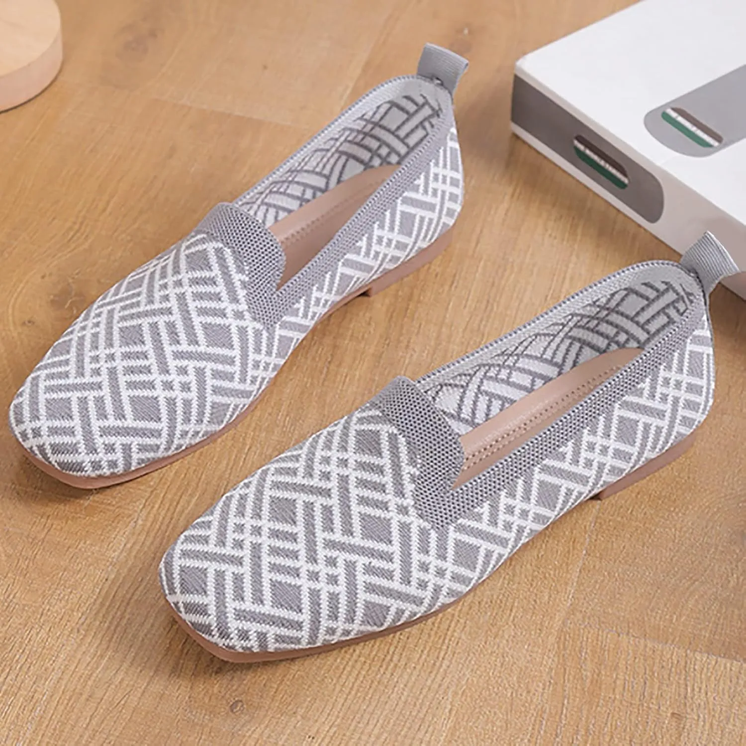 Women's Ballet Flats Slip On Square Toe Casual Loafers Lightweight Comfort Travel Shoes Low Heel Dress Shoes