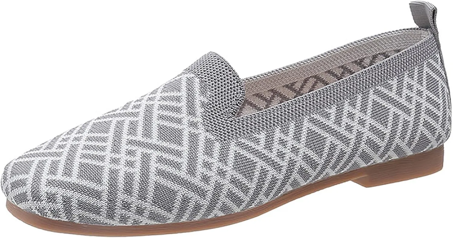 Women's Ballet Flats Slip On Square Toe Casual Loafers Lightweight Comfort Travel Shoes Low Heel Dress Shoes