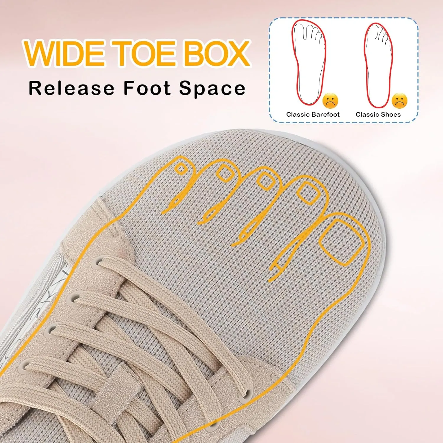 Womens Barefoot Walking Shoes Wide Toe Fashion Sneakers Comfortable Casual Shoes Zero Drop Minimalist Shoes