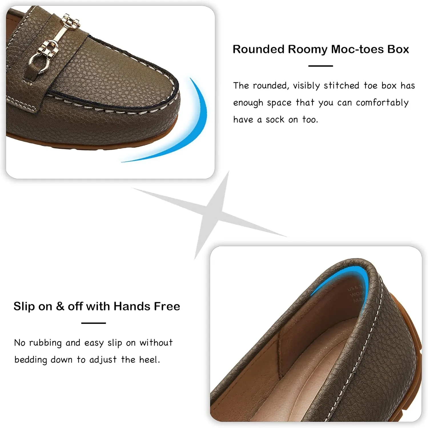 Women's Comfortable & Lightweight Leather Loafers Slip-Ons Driving Mocs Walking Shoes Cute Business Casual Dress Shoes Work Flats for Women