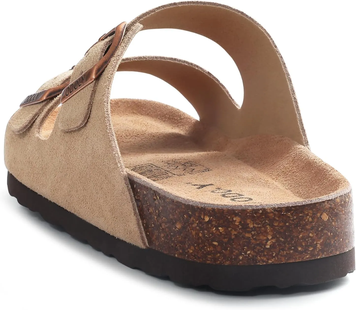 Women's Cork Footbed Slide Sandal, Arch Support Summer Outdoor Sandals with Adjustable Buckle