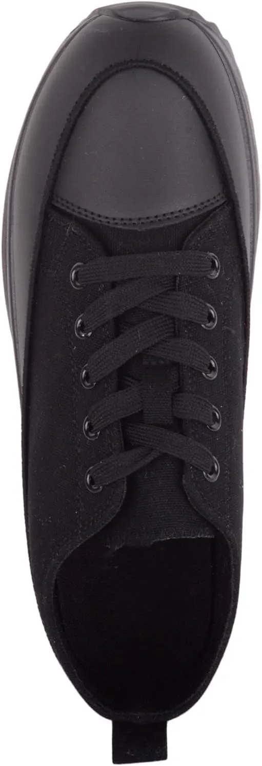 Womens Easy Lace Up Low Top Canvas Chunky Sole Trainers Sneakers