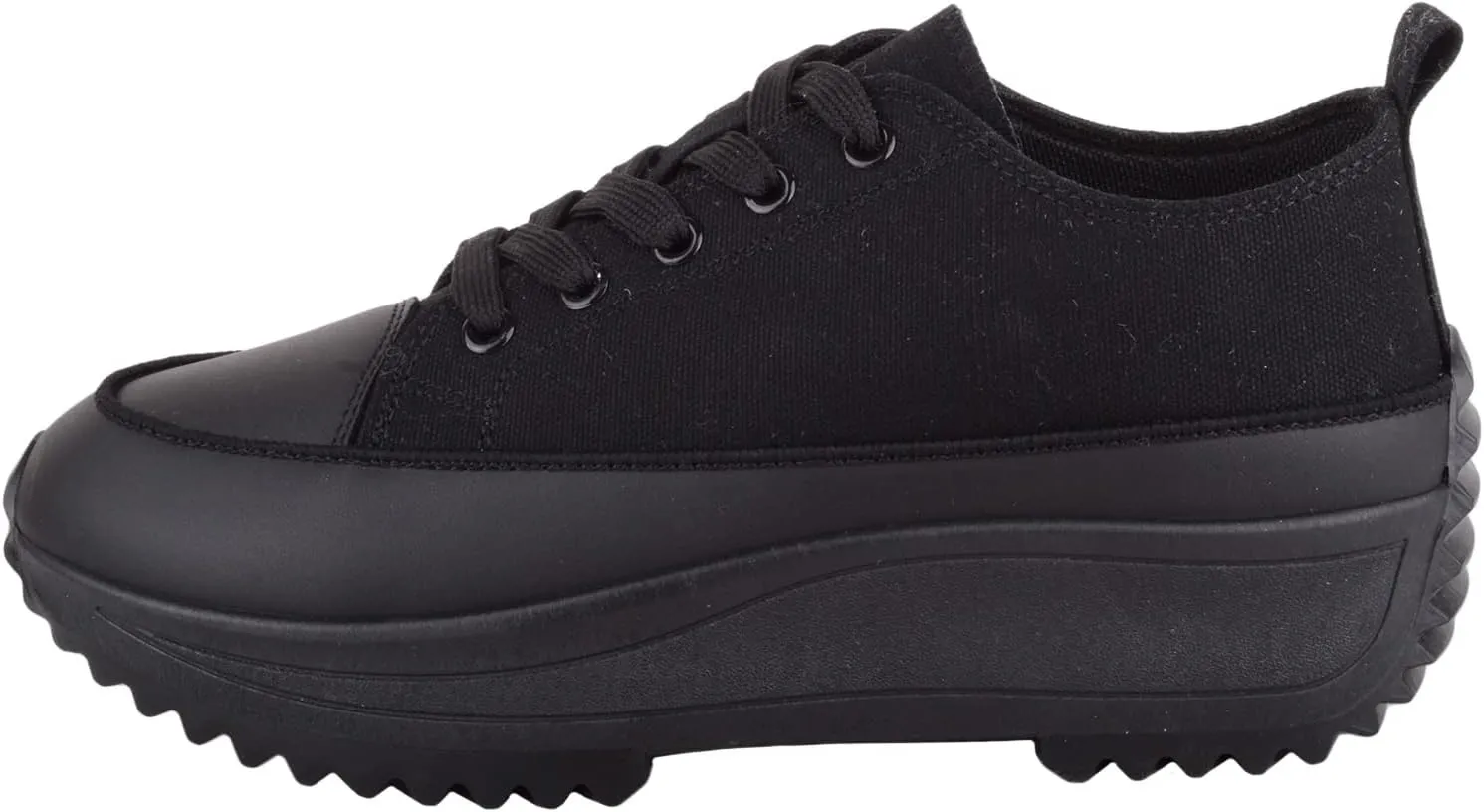 Womens Easy Lace Up Low Top Canvas Chunky Sole Trainers Sneakers