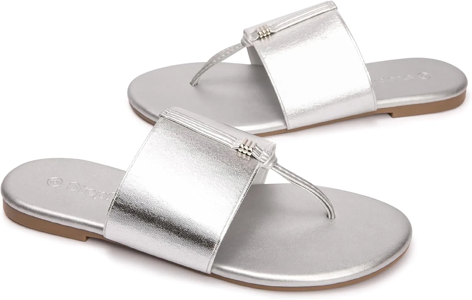Women's Elastic T-Strap Sandals - Comfortable Slip-On Summer Flats, Stretchy Slide Sandals for Walking, Beach, and Casual Wear