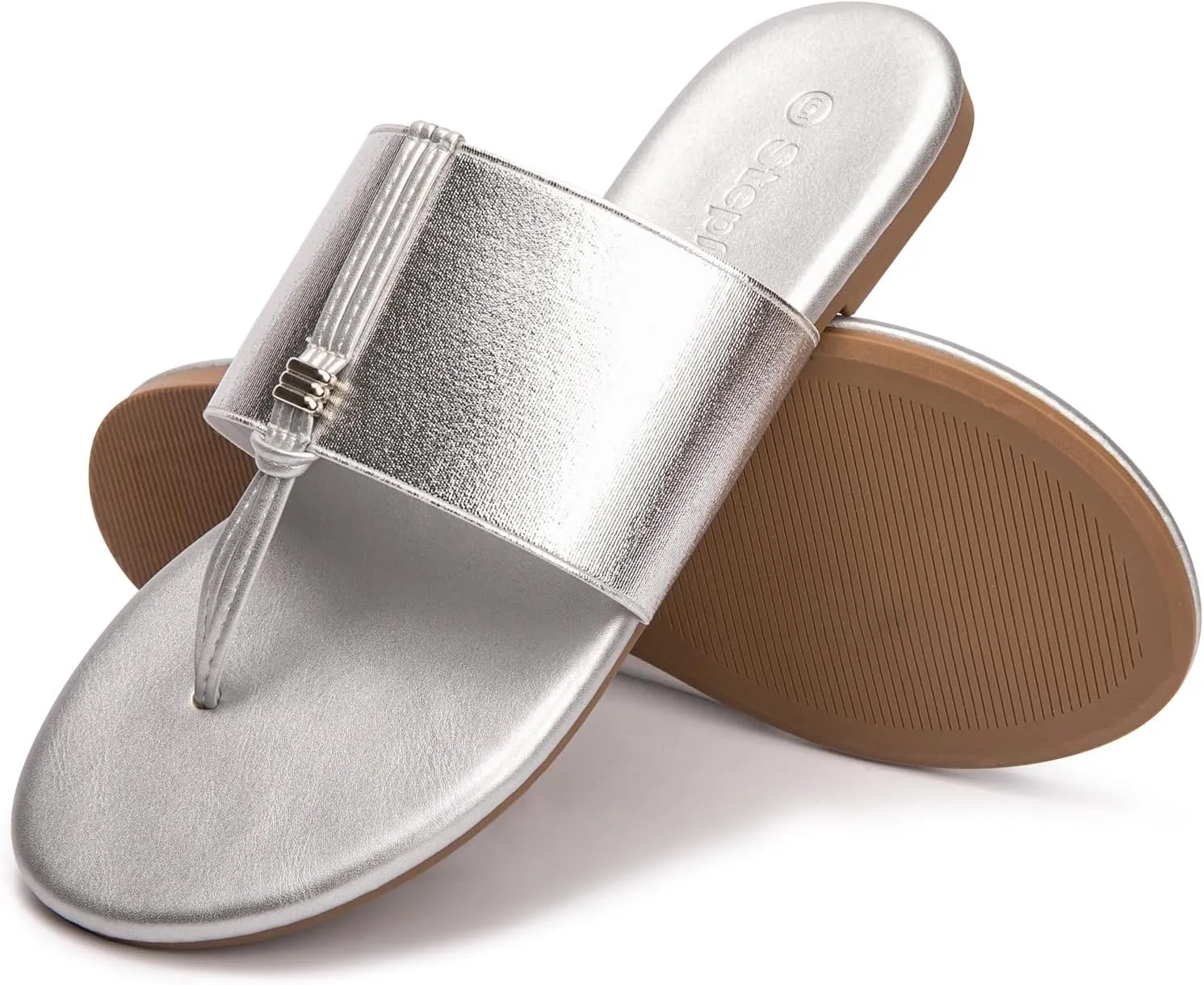 Women's Elastic T-Strap Sandals - Comfortable Slip-On Summer Flats, Stretchy Slide Sandals for Walking, Beach, and Casual Wear
