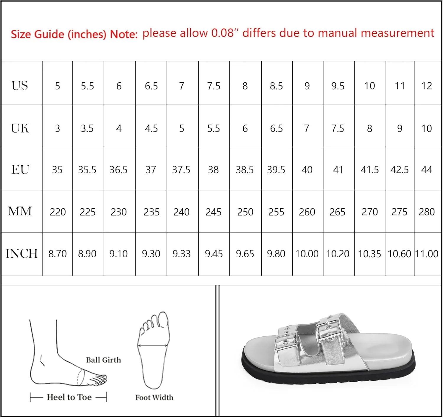 Womens Flat Slide Sandals Double Buckle Adjustable Flat Sandals Slip On Platform Sandals Open Toe Summer Sandals