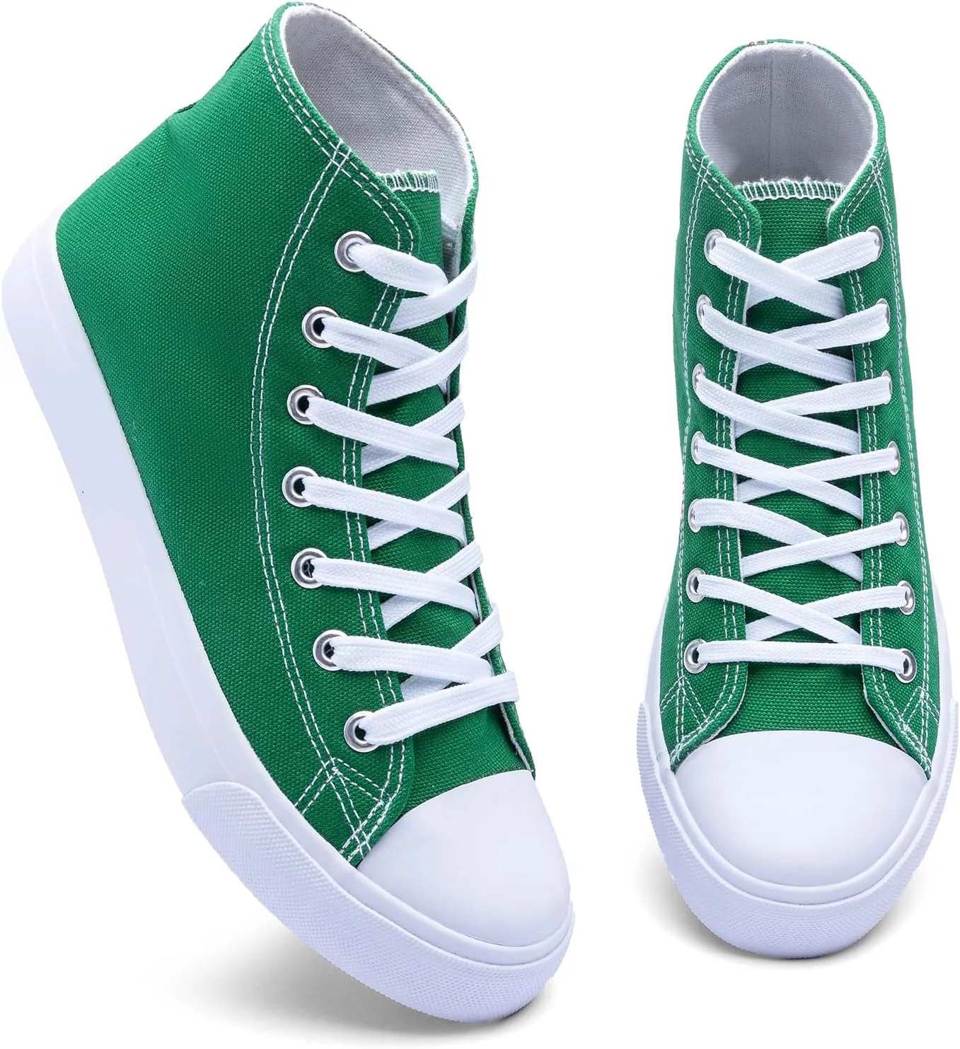 Women's High-Top Canvas Sneakers – Classic Lace-Up Casual Shoes with Extra Shoelaces – Comfortable, Stylish, and Durable