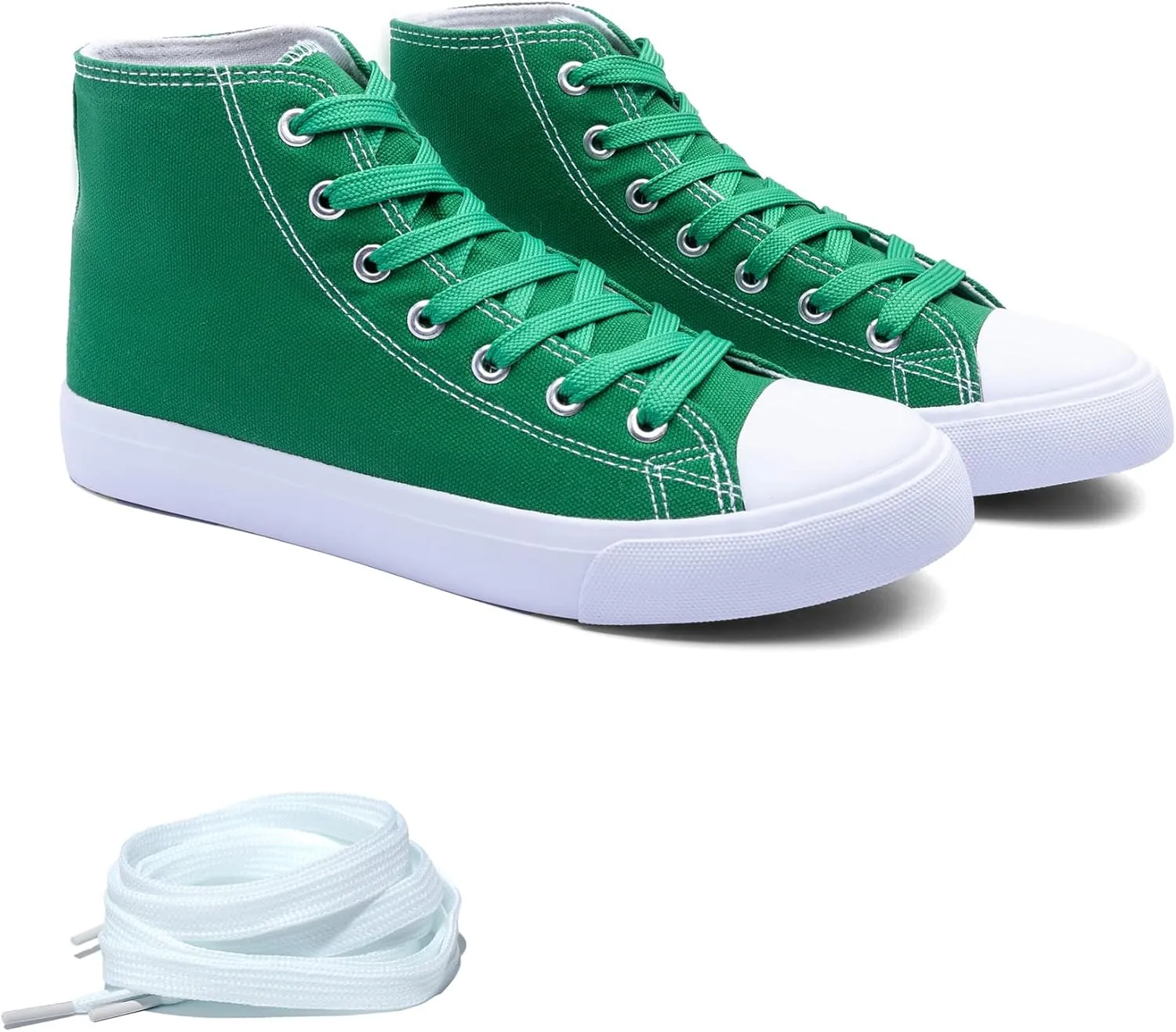 Women's High-Top Canvas Sneakers – Classic Lace-Up Casual Shoes with Extra Shoelaces – Comfortable, Stylish, and Durable