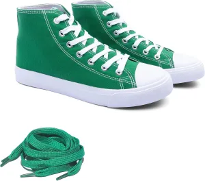 Women's High-Top Canvas Sneakers – Classic Lace-Up Casual Shoes with Extra Shoelaces – Comfortable, Stylish, and Durable