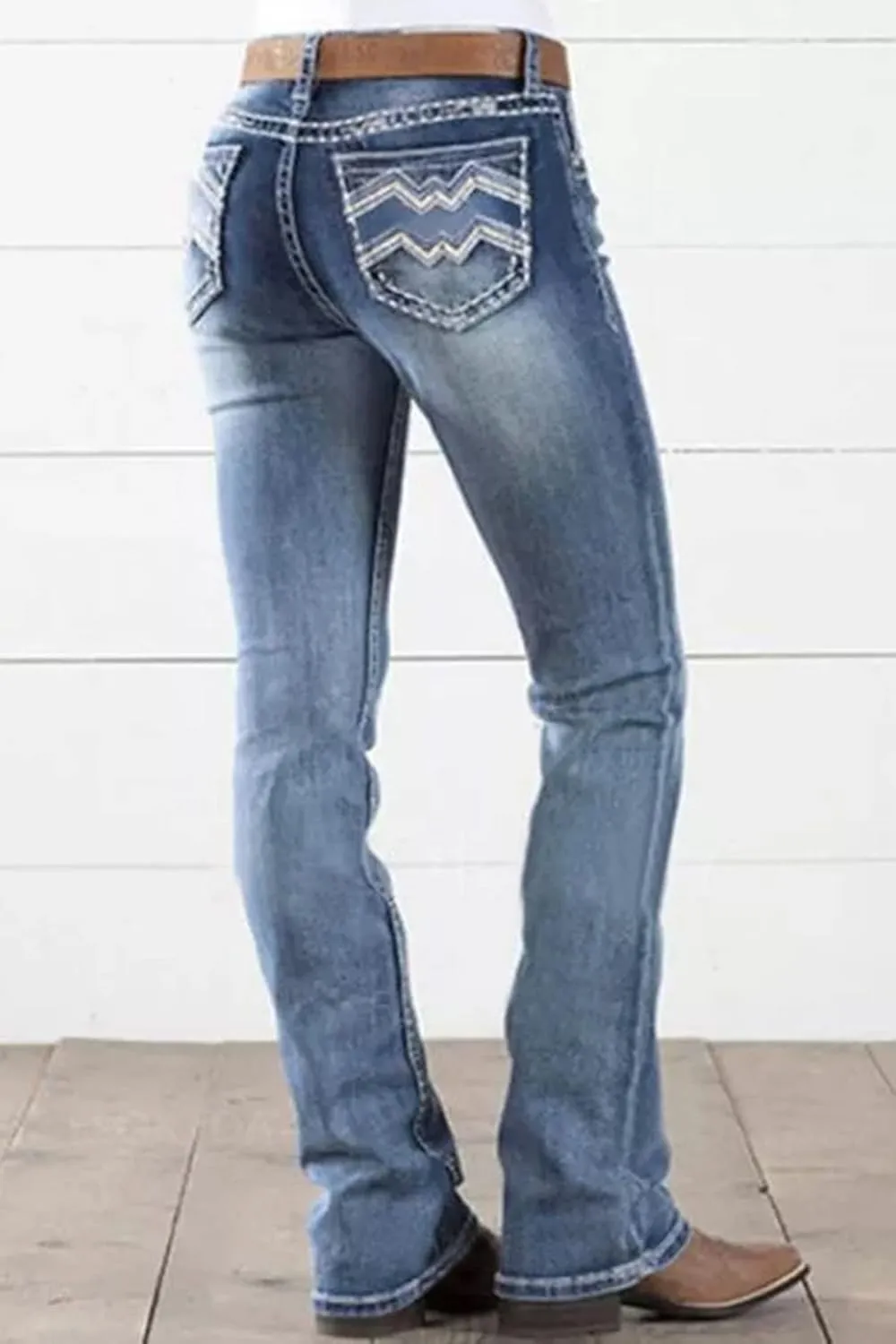 Women's Jeans 90s Mid Rise Bootcut High Stretch Boot Cut Denim Pants Pantalones De Mujer