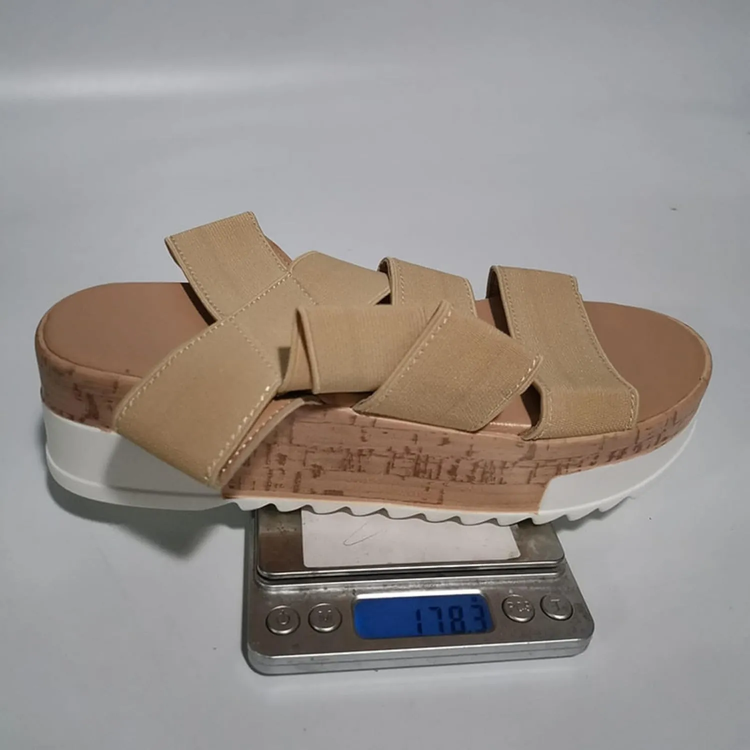 Women's Open Toe Elastic Ankle Strap Casual Platform Wedges Sandals Espadrilles Cork Flatform Slingback Summer Sandals Comfortable Slip On Lightweight Breathable Walking Work Beach Flat Sandal