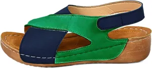 Womens Orthopedic Sandals Summer Color Block Arch Support Shoes Casual Ankle Strap Slingback Platforms Comfortable Dress Shoes