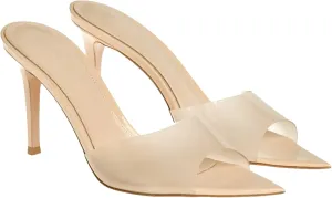 Women's Peep Toe Mules - Elegant Thin Heel Office Party Shoes