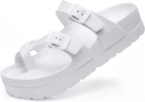 Women's Platform Arch Support Sandals Comfortable Waterproof Slides with Adjustable Buckle Thick Cushion