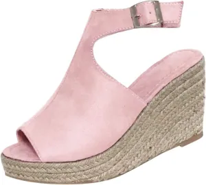 Women's Platform Sandals Orthopedic Slip On High Heel Sandals Fish Mouth Ankle Strap Metal Buckle Espadrilles Slingback Wedges for Summer Beach Oceanside Holiday Outdoor