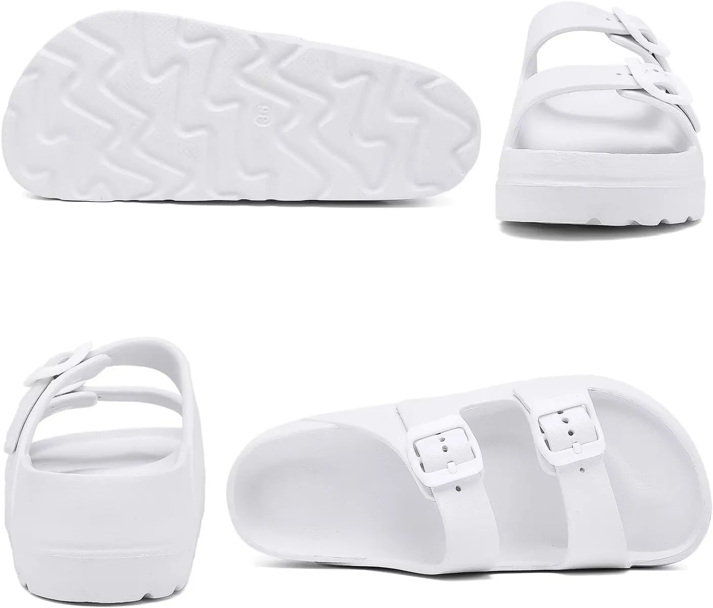 Womens Platform Sandals with Arch Support, Adjustable Buckle Beach Sandal Woman Comfort Lightweight Ultra Cushion EVA Slides