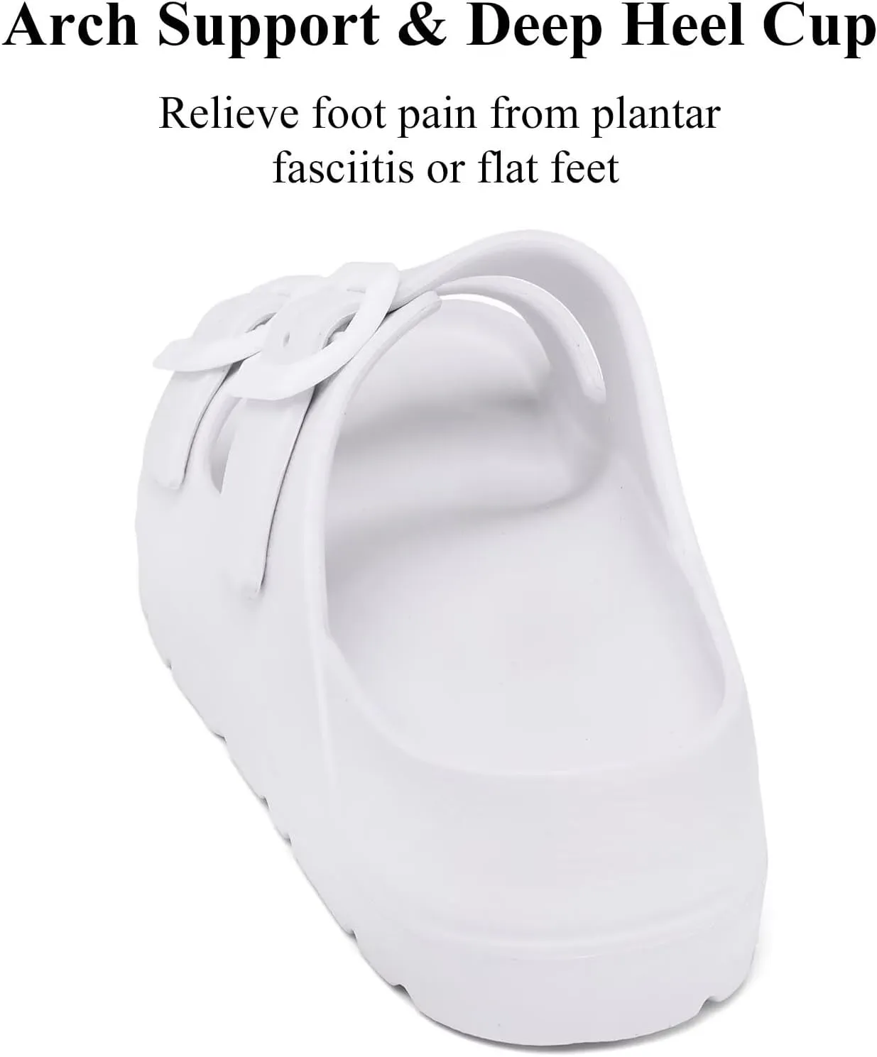 Womens Platform Sandals with Arch Support, Adjustable Buckle Beach Sandal Woman Comfort Lightweight Ultra Cushion EVA Slides