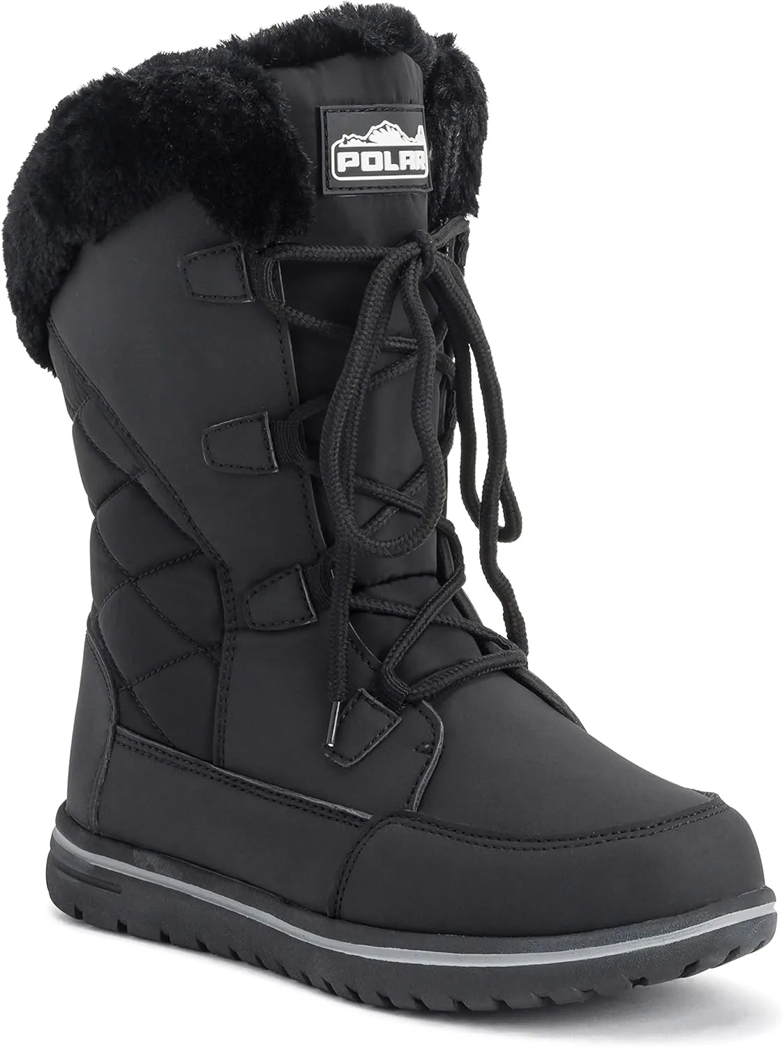 Womens Quilted Duck Cuff Snow Lace Up Waterproof Faux Fur Outdoor Boots