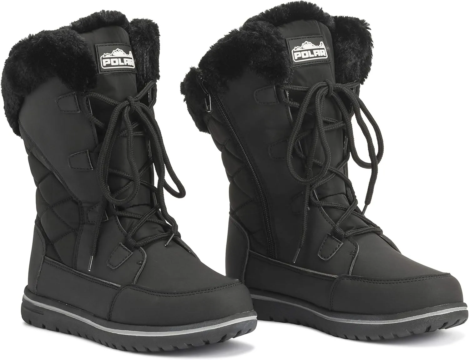 Womens Quilted Duck Cuff Snow Lace Up Waterproof Faux Fur Outdoor Boots