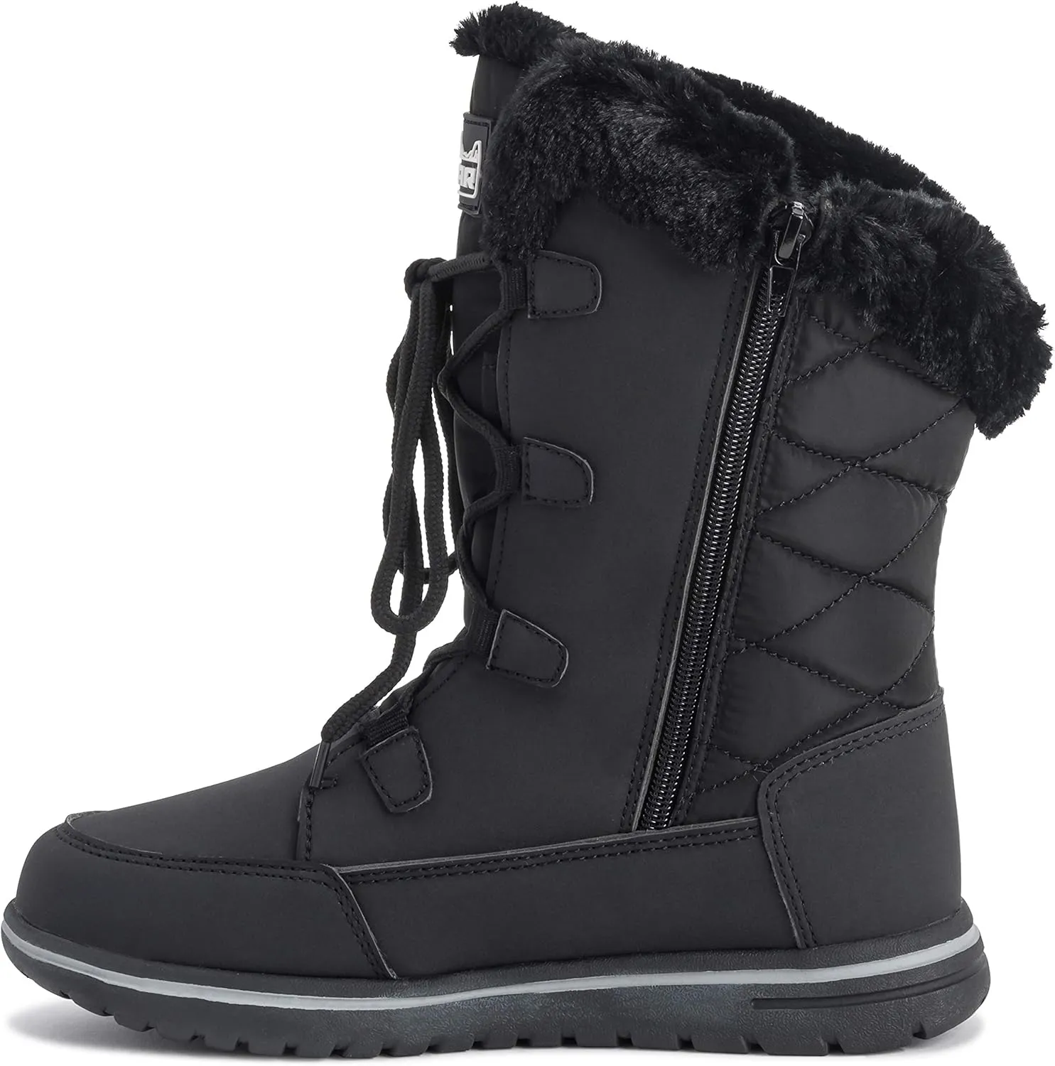 Womens Quilted Duck Cuff Snow Lace Up Waterproof Faux Fur Outdoor Boots