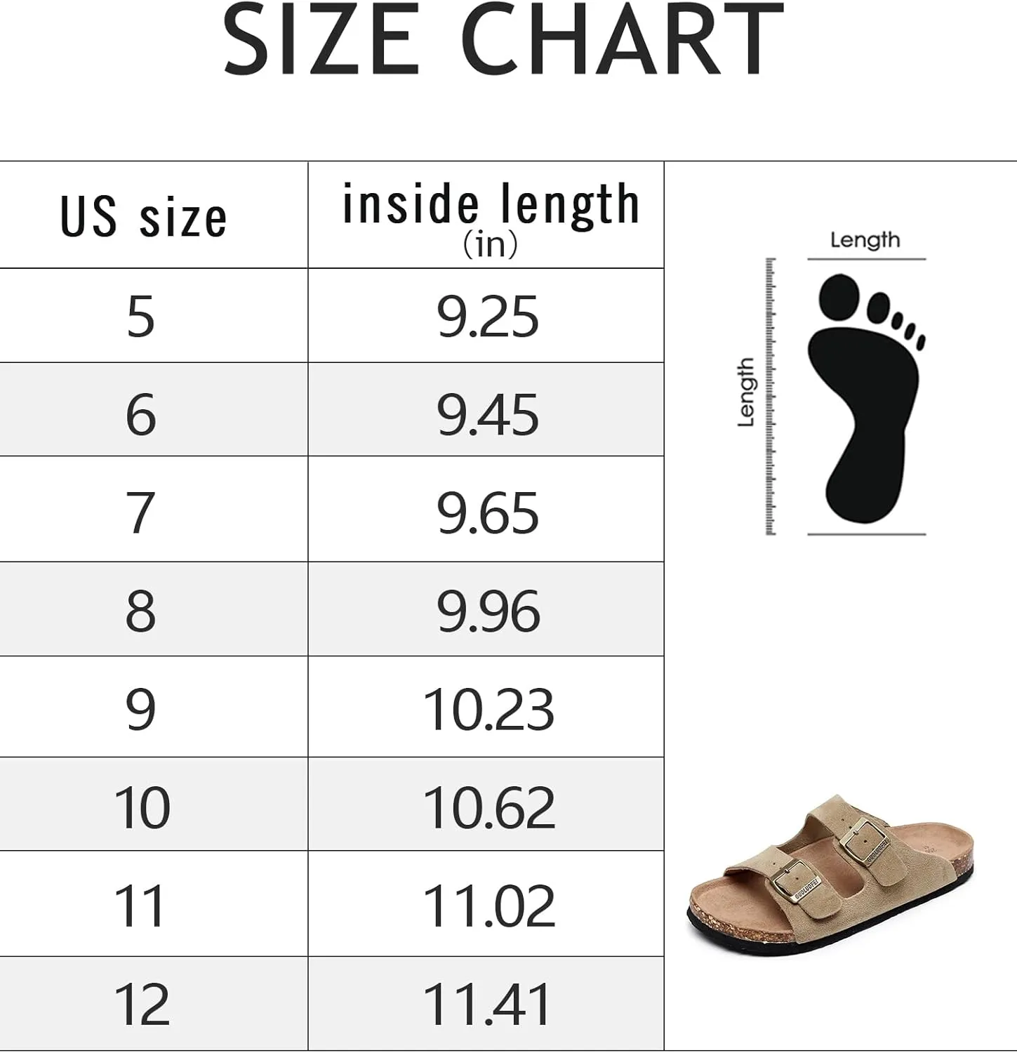 Womens Sandals with Adjustable Buckles Memory Foam, Comfort Cork Footbed Arch Support Leather Slide Sandals for Women