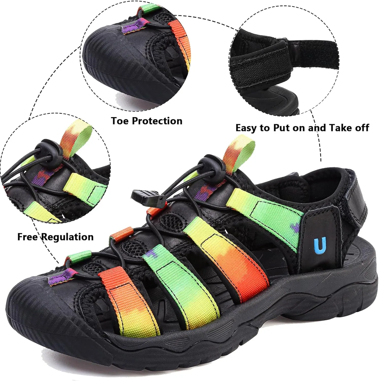 Women's Sport Hiking Sandals Closed Toe Summer Outdoor Athletic Walking Sandal Adventure Lightweight Comfortable Beach Sandals Water Shoes