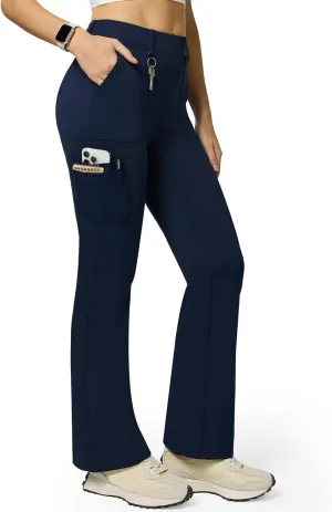 Women's Stretch Cargo Pants High Waist Bootcut Flare Leggings with 6 Pockets Soft Yoga Work Pants for Business Casual, Travel