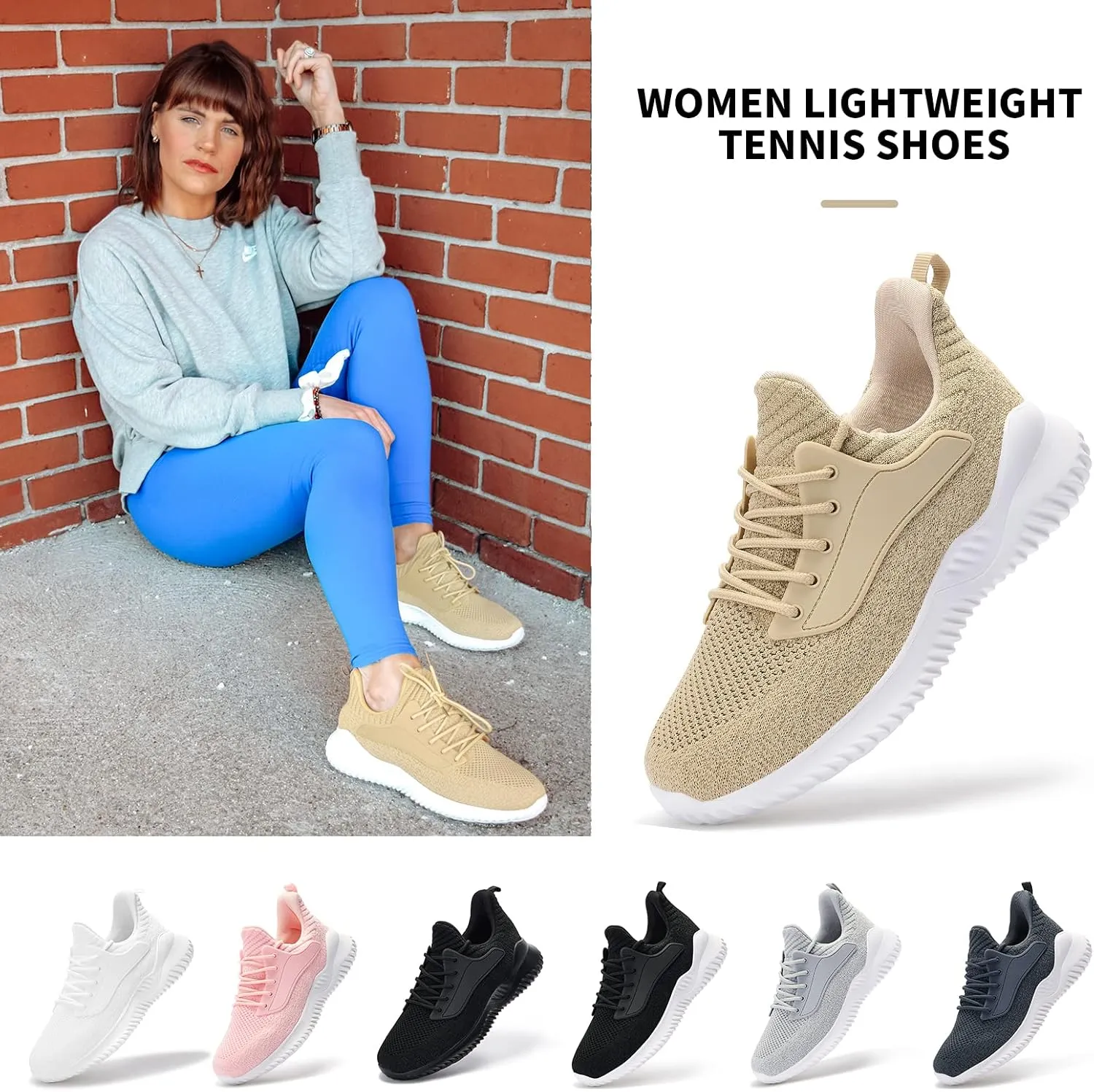 Womens Tennis Shoes Walking Sneakers - Memory Foam Running Slip On Gym Athletic Workout Nursing Comfort Work Shoe Lightweight