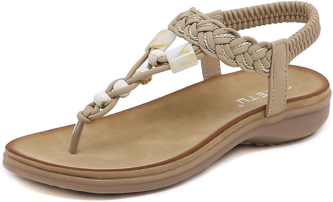 Women's Toe Separate Elastic Straps Open Toe Wedge Sandals Slingback Fashion Beach Flip Flops Shoes T-Strap