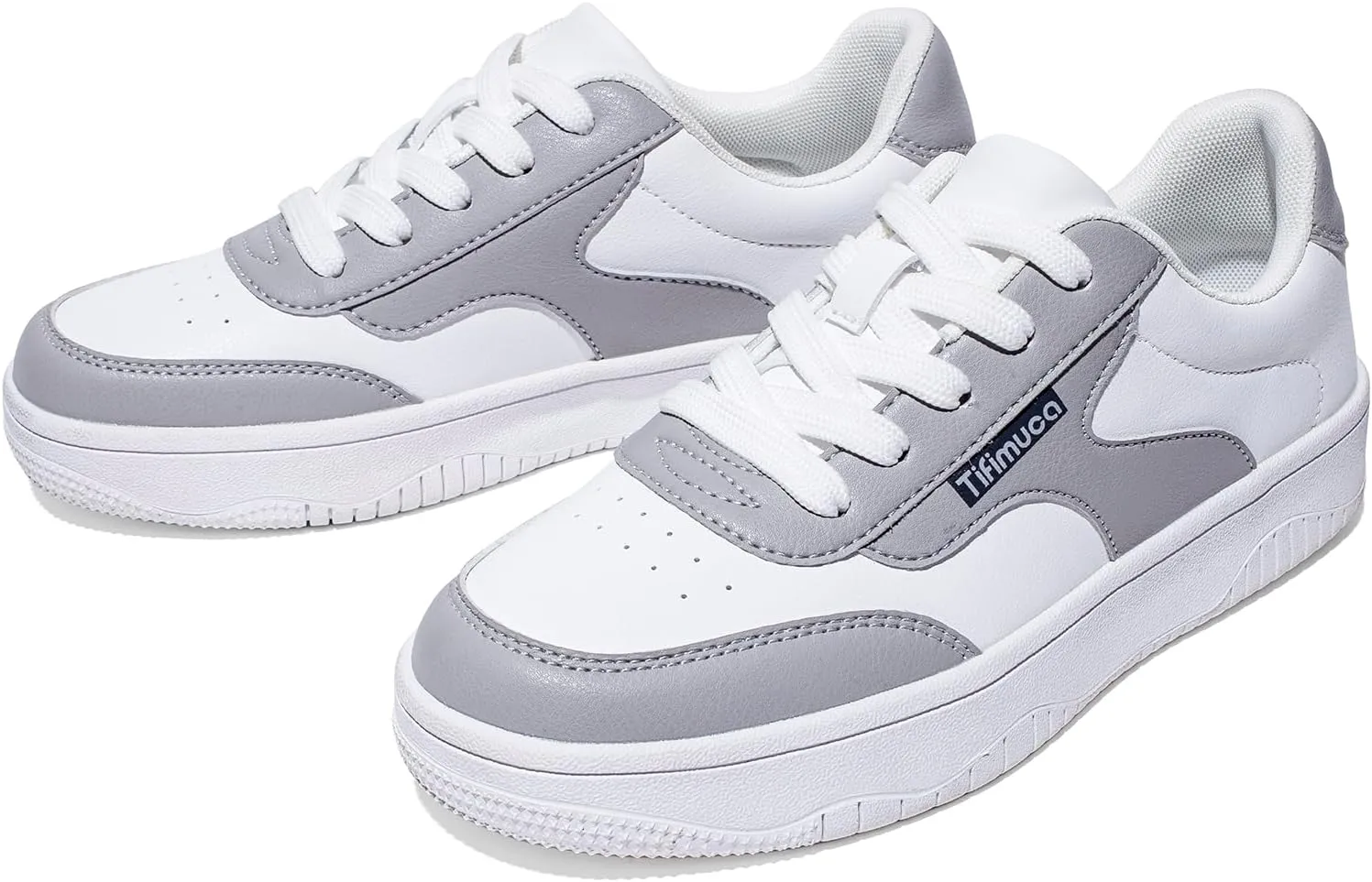 Women's Vegan Leather Low Top Lace Up Non Slip Walking Running Sneakers Skateboard Tennis Shoes Comfortable Casual Athletic Versatile Fashion Sneakers